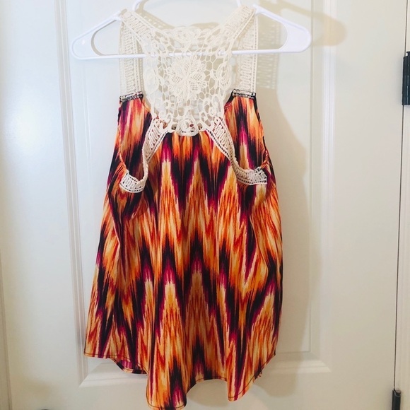 2/$15 No Boundaries - Vibrant Tank with Crochet Detail - Picture 3 of 5